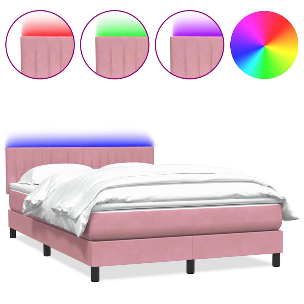 Boxspring met matras fluweel roze 160x220 cm