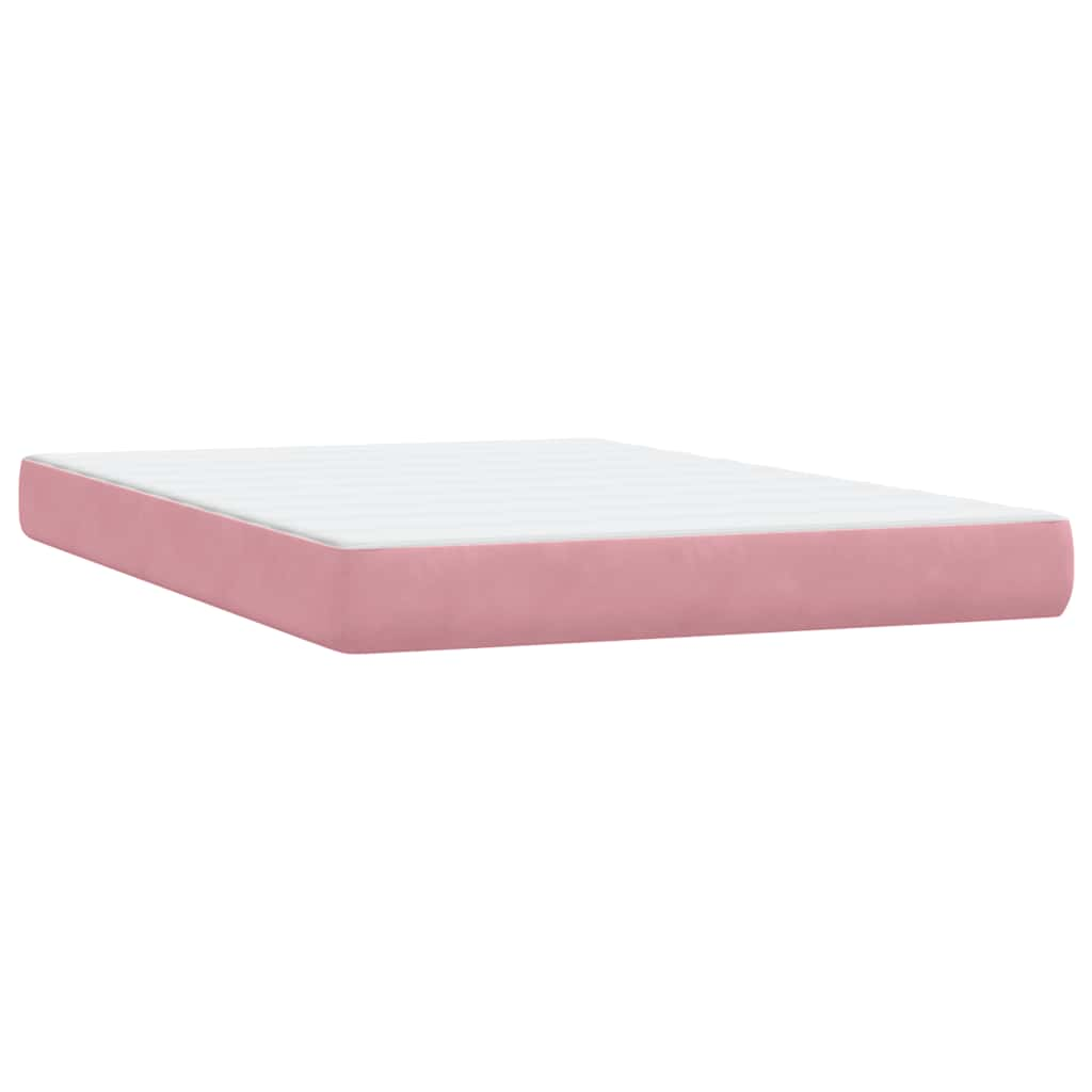 Boxspring met matras fluweel roze 160x220 cm