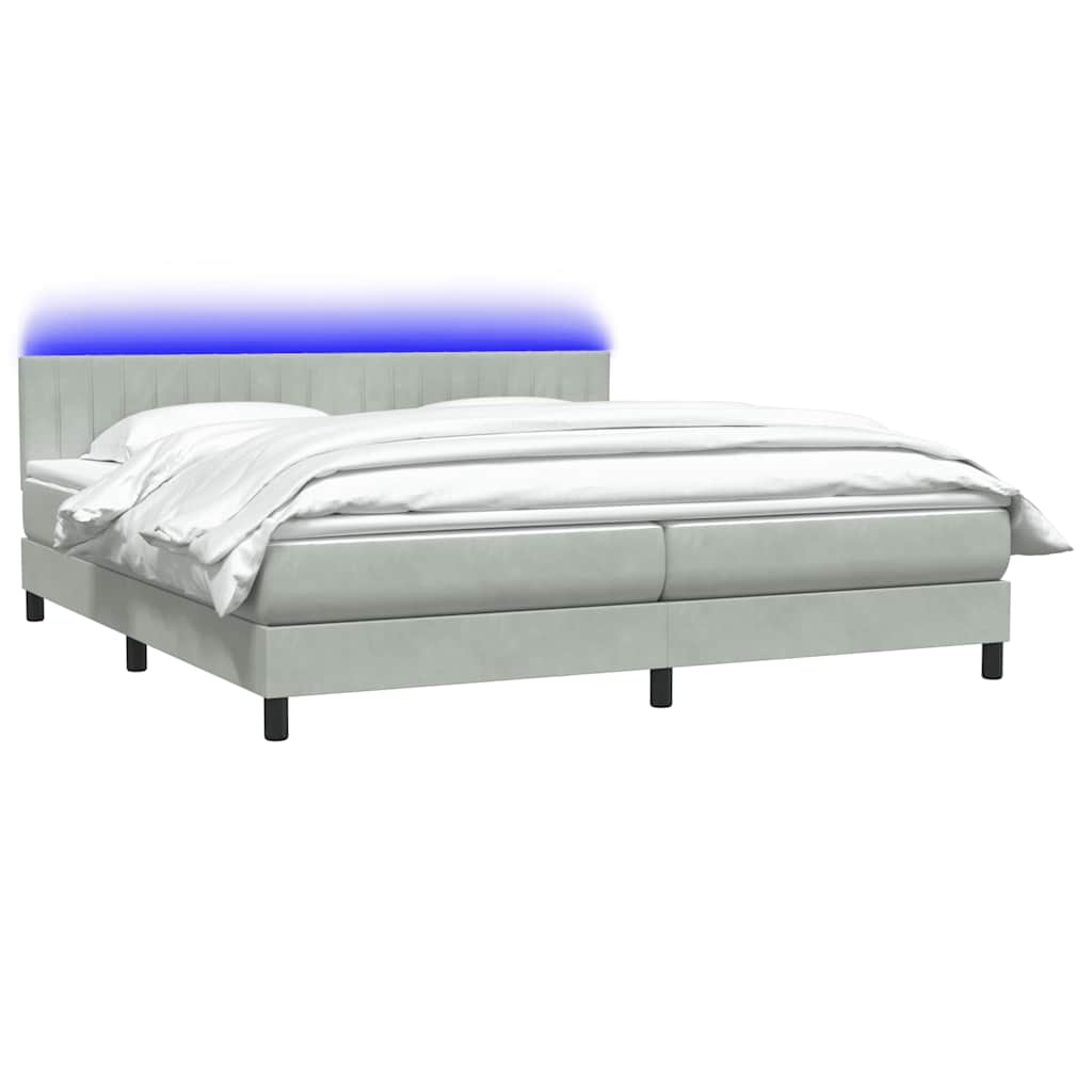 Boxspring met matras fluweel lichtgrijs 200x220 cm