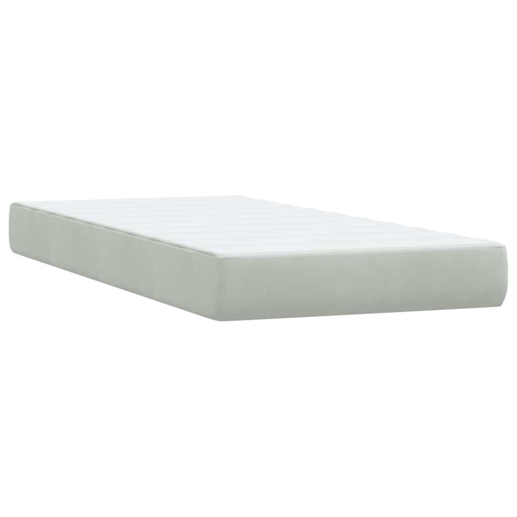 Boxspring met matras fluweel lichtgrijs 200x220 cm