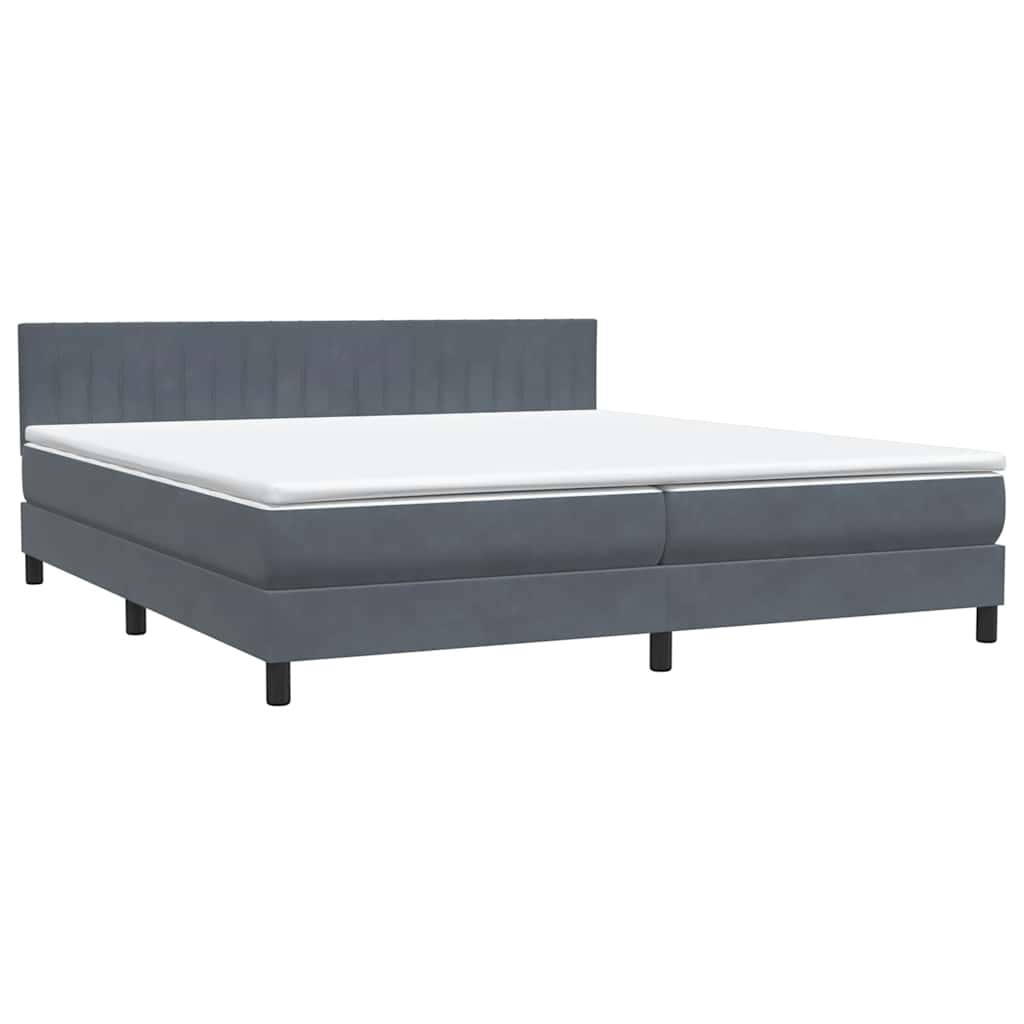 Boxspring met matras fluweel donkergrijs 200x220 cm