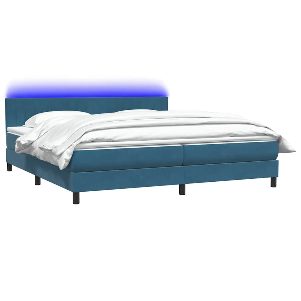 Boxspring met matras fluweel donkerblauw 200x220 cm