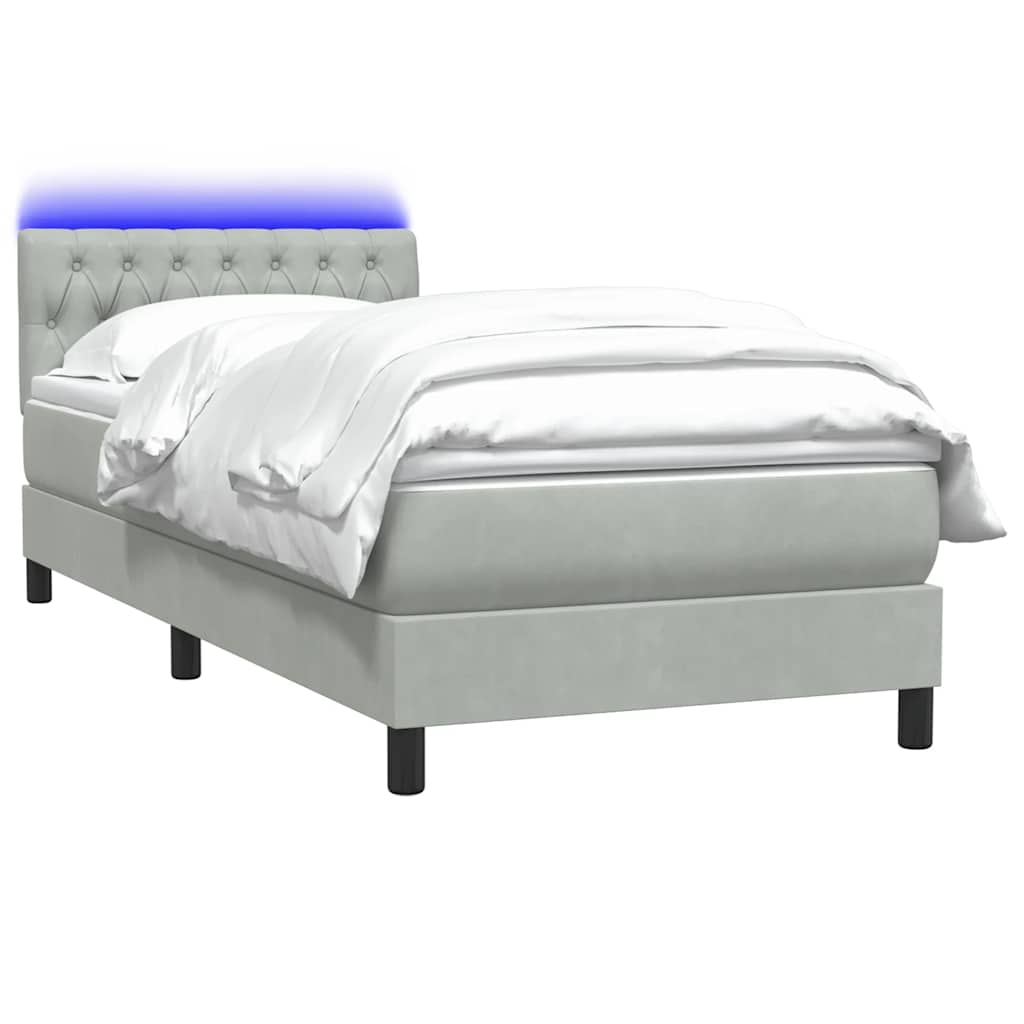 Boxspring met matras fluweel lichtgrijs 80x210 cm