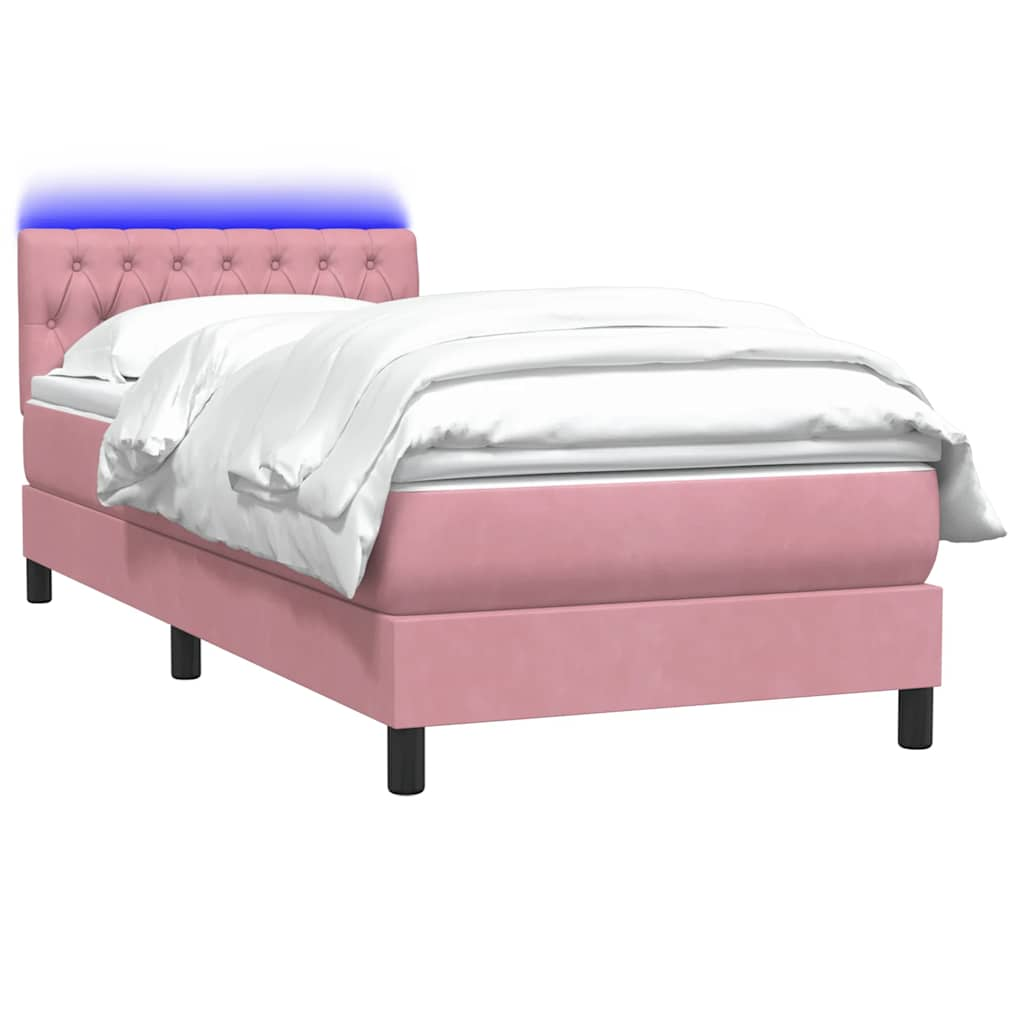 Boxspring met matras fluweel roze 80x210 cm