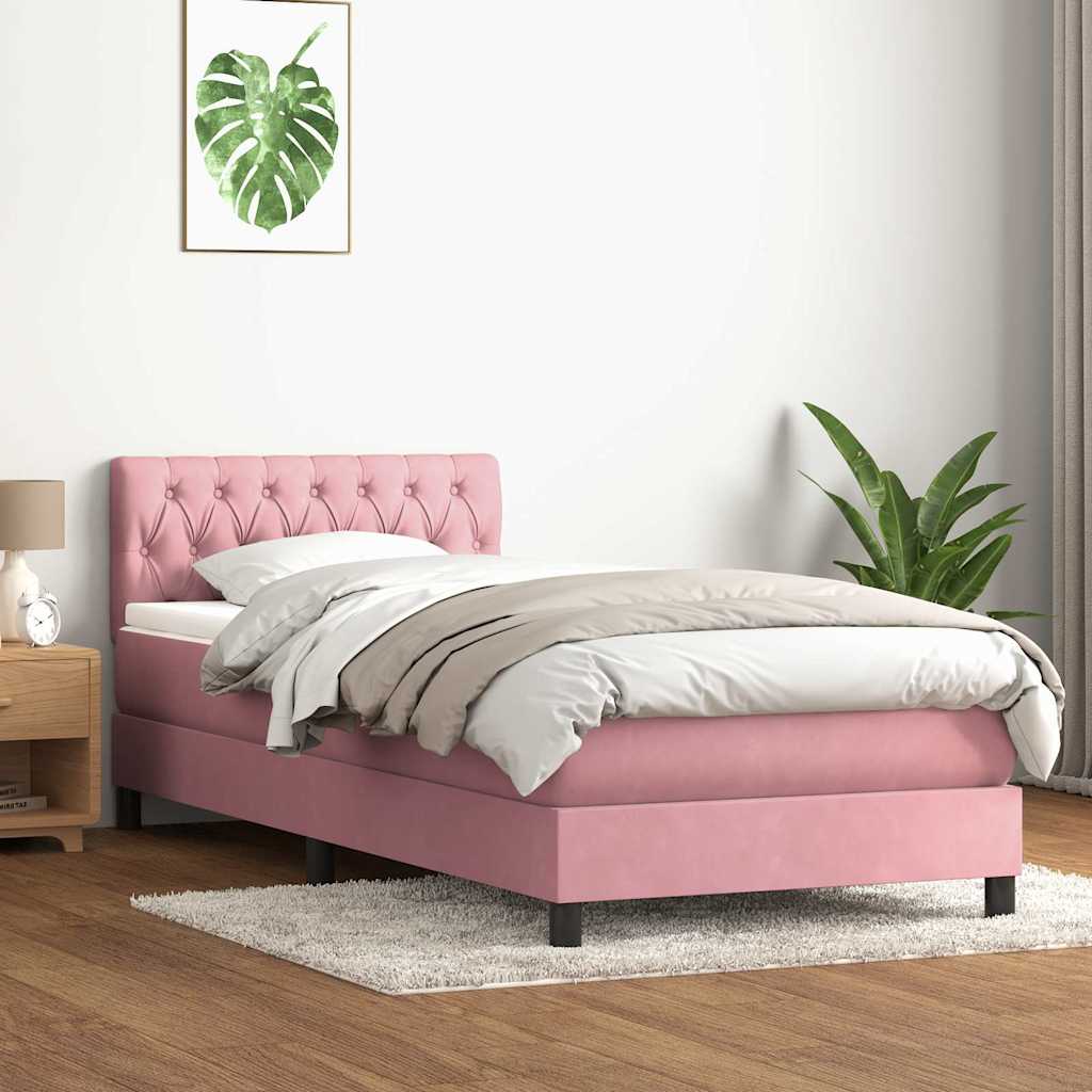 Boxspring met matras fluweel roze 80x210 cm