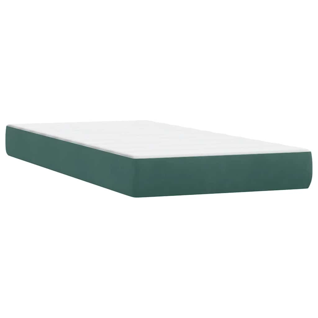 Boxspring met matras fluweel donkergroen 90x210 cm