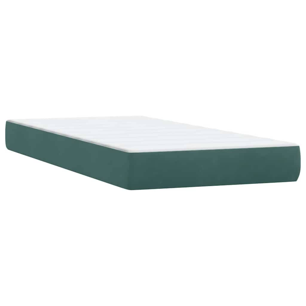 Boxspring met matras fluweel donkergroen 100x210 cm