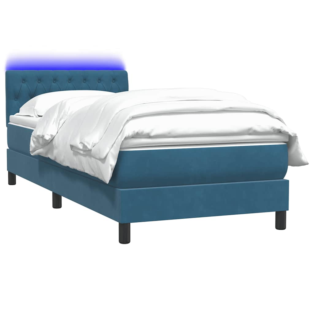 Boxspring met matras fluweel donkerblauw 100x210 cm