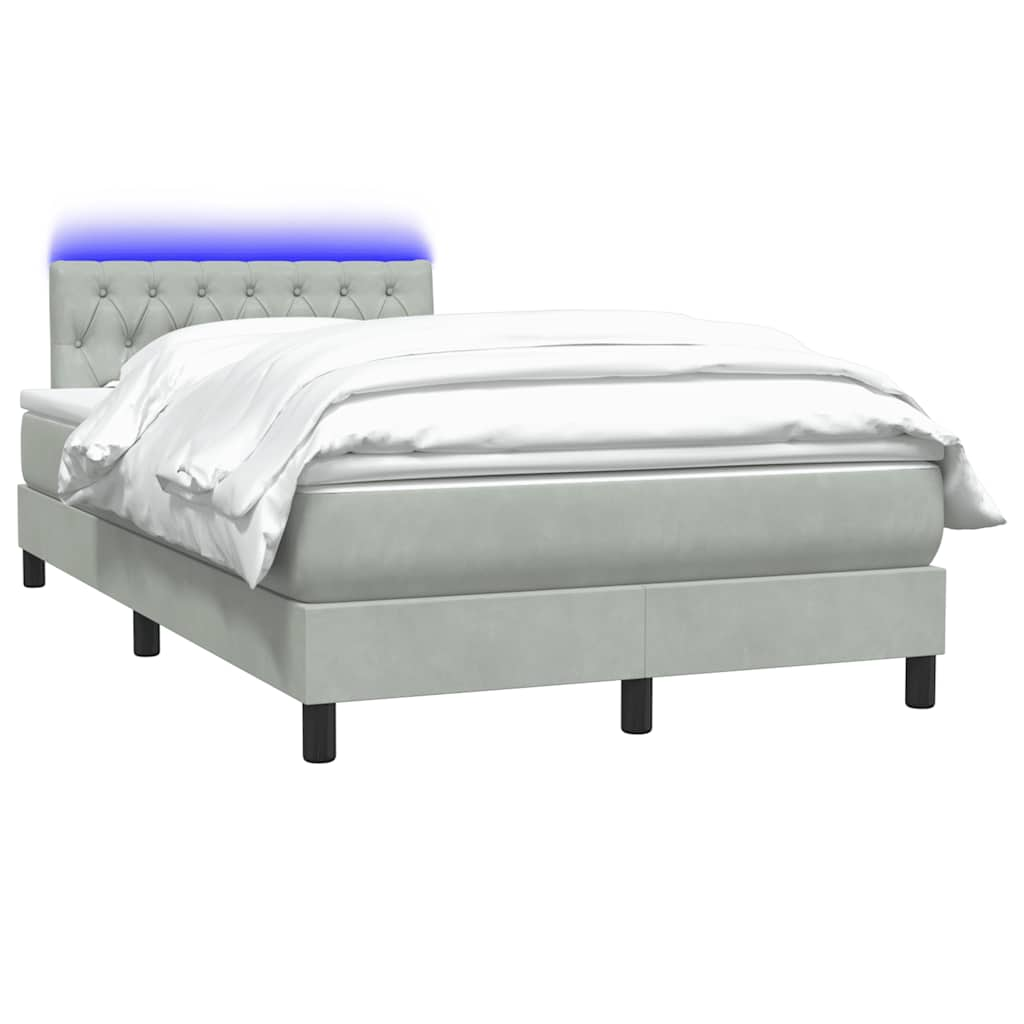 Boxspring met matras fluweel lichtgrijs 120x210 cm