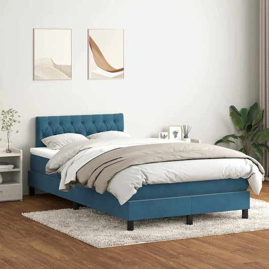 Boxspring met matras fluweel donkerblauw 120x210 cm