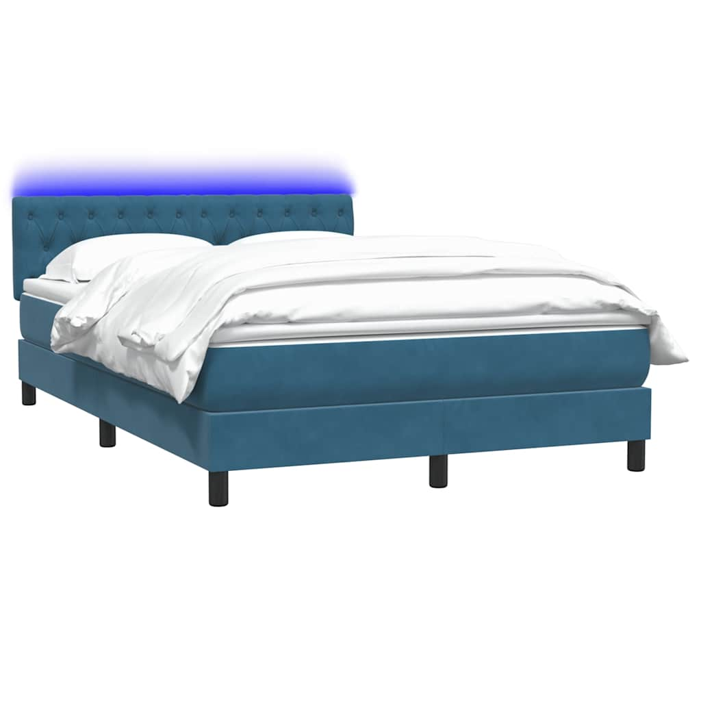 Boxspring met matras fluweel donkerblauw 140x210 cm