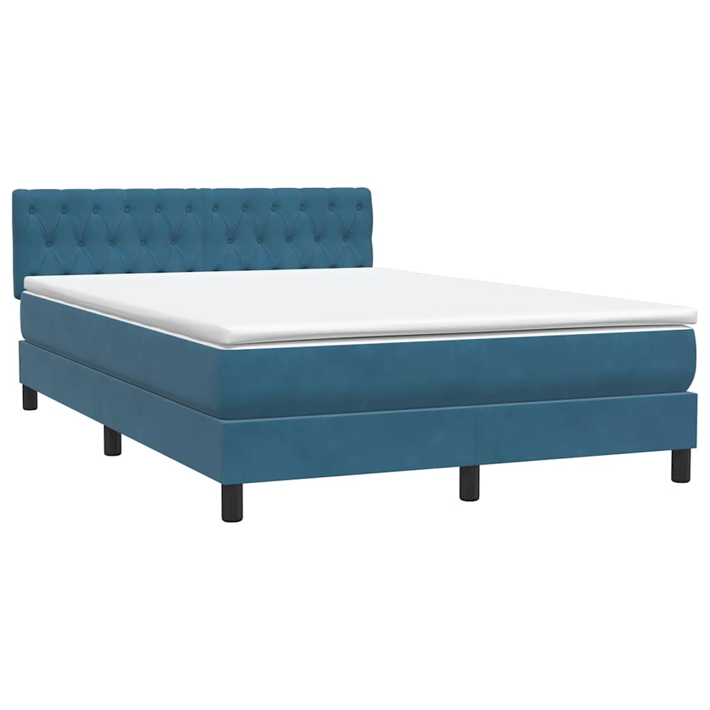 Boxspring met matras fluweel donkerblauw 140x210 cm