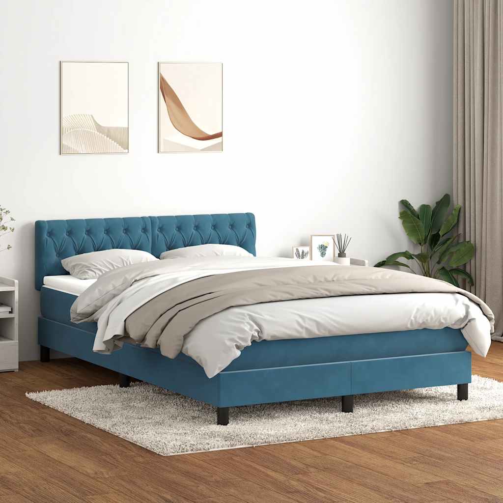 Boxspring met matras fluweel donkerblauw 160x210 cm