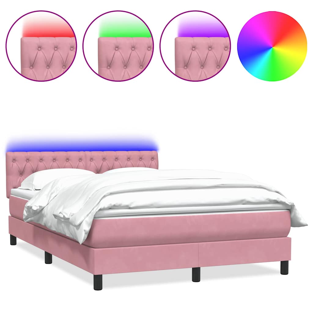 Boxspring met matras fluweel roze 160x210 cm