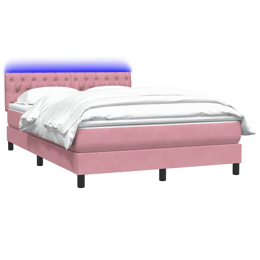 Boxspring met matras fluweel roze 160x210 cm