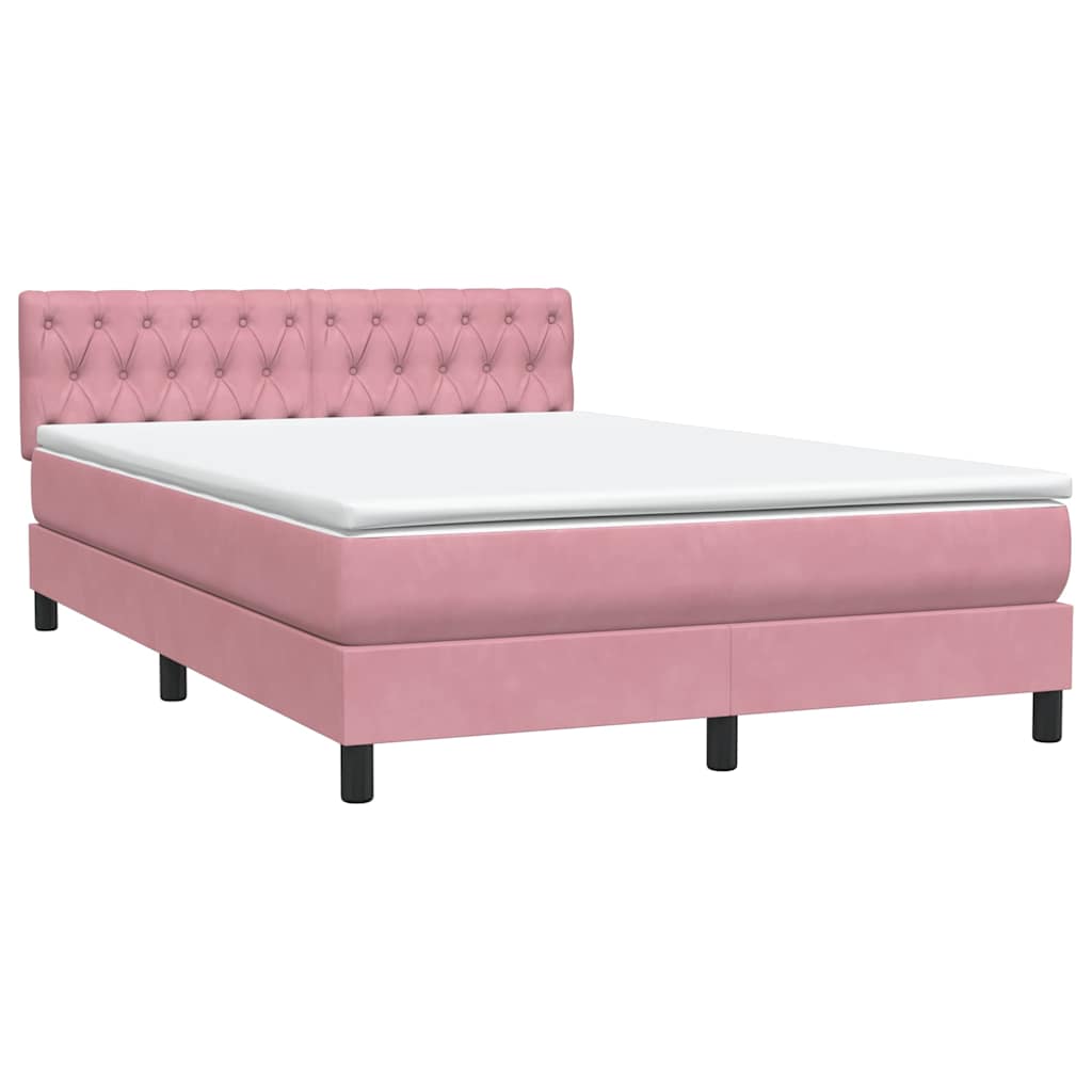 Boxspring met matras fluweel roze 160x210 cm