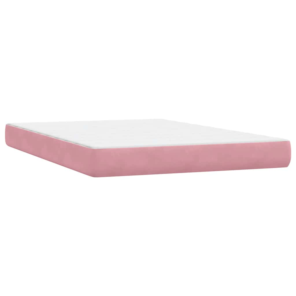 Boxspring met matras fluweel roze 160x210 cm