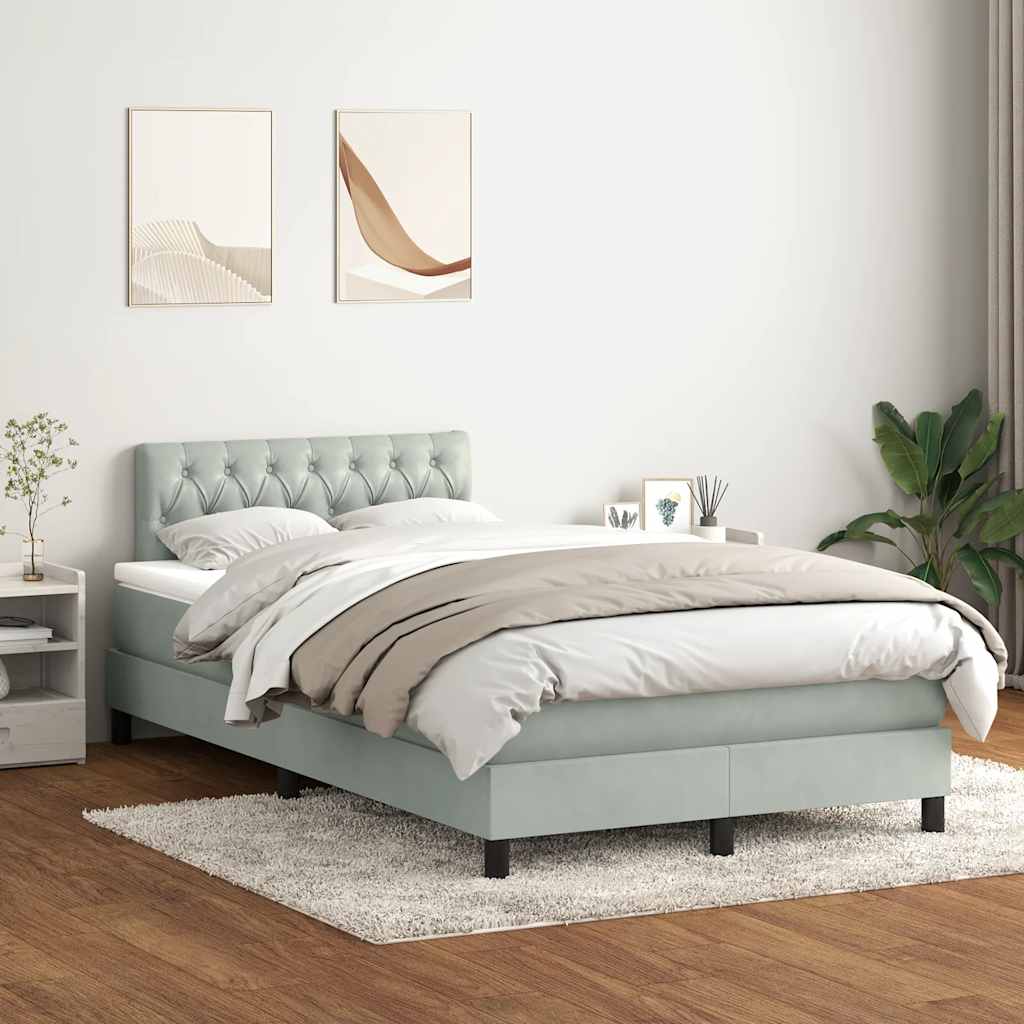 Boxspring met matras fluweel lichtgrijs 120x220 cm