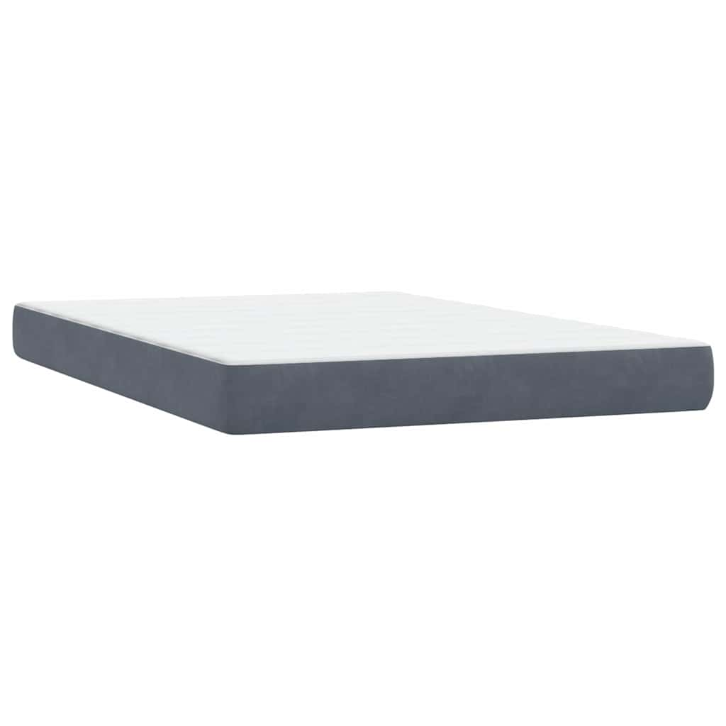 Boxspring met matras fluweel donkergrijs 140x220 cm