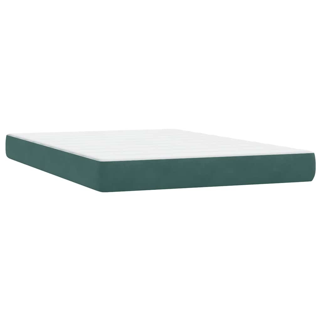 Boxspring met matras fluweel donkergroen 140x220 cm