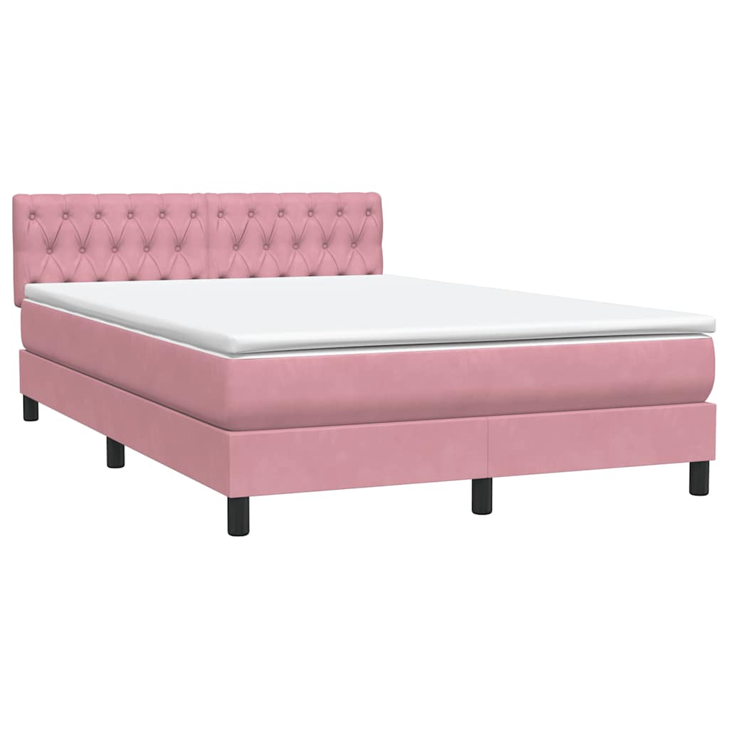 Boxspring met matras fluweel roze 140x220 cm