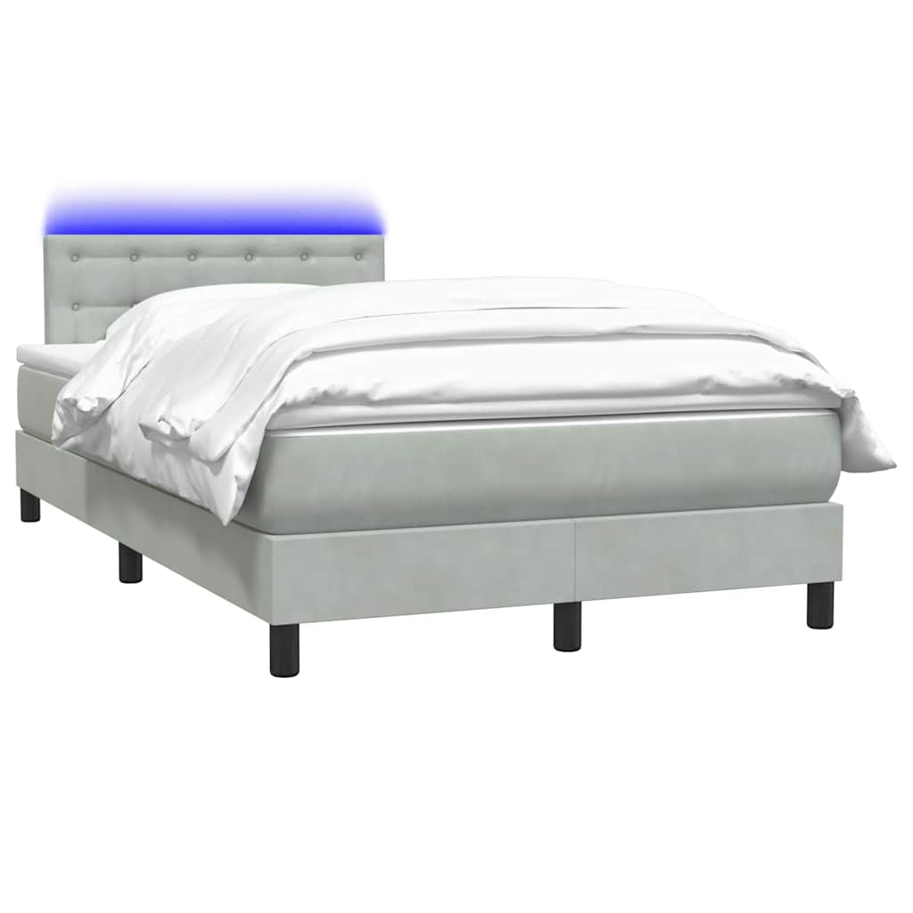 Boxspring met matras fluweel lichtgrijs 120x210 cm