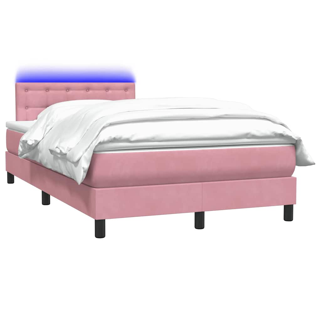 Boxspring met matras fluweel roze 120x210 cm