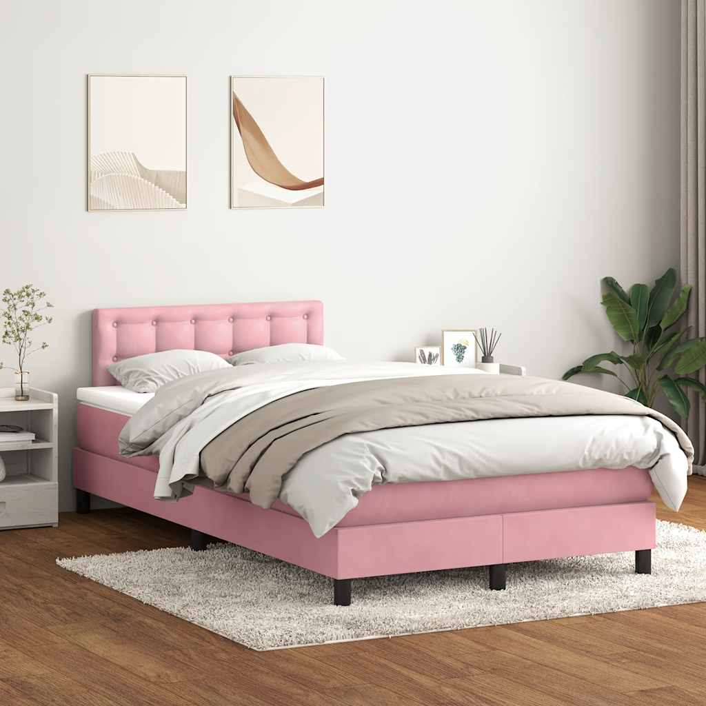 Boxspring met matras fluweel roze 120x210 cm