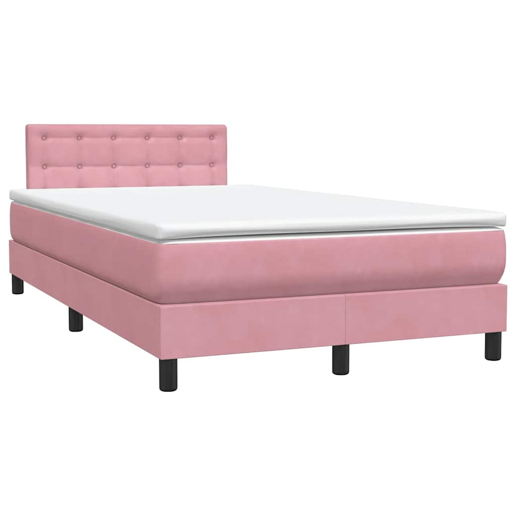 Boxspring met matras fluweel roze 120x210 cm