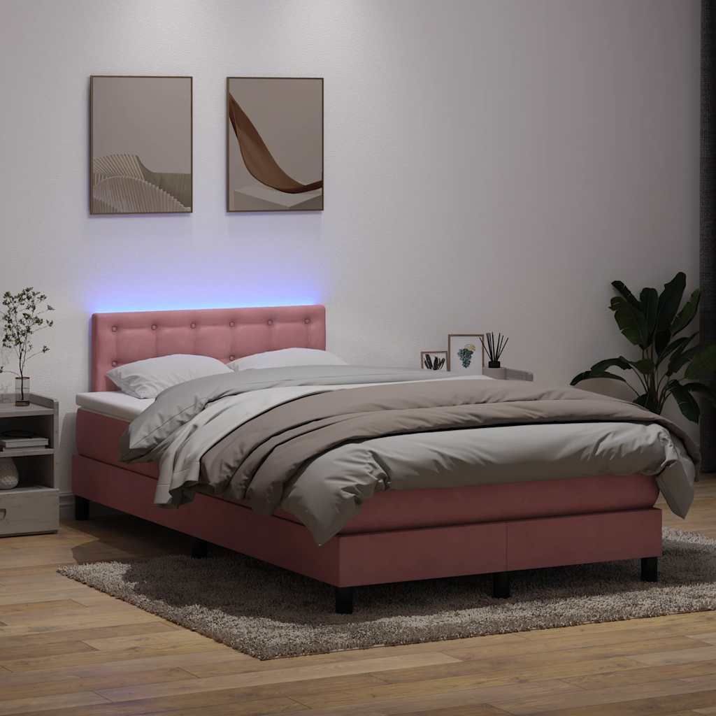 Boxspring met matras fluweel roze 120x210 cm