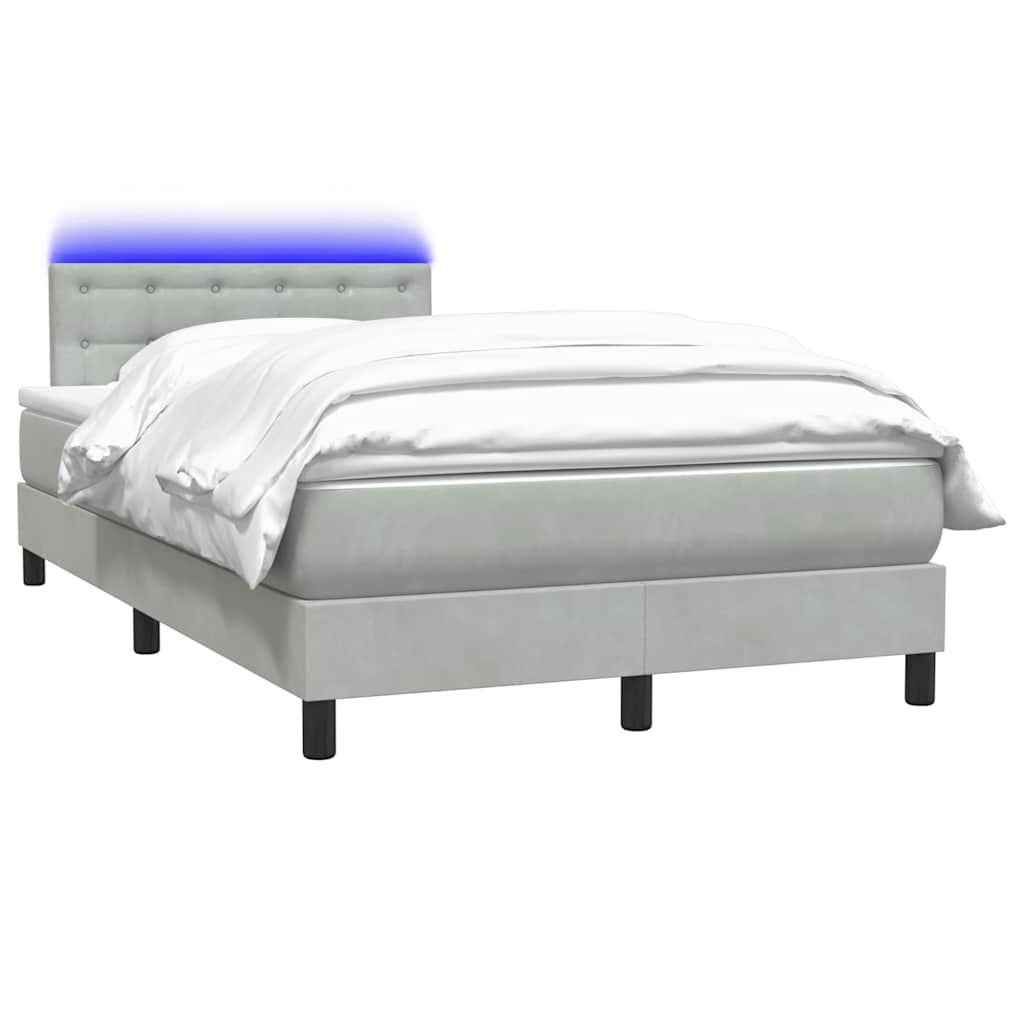 Boxspring met matras fluweel lichtgrijs 120x220 cm