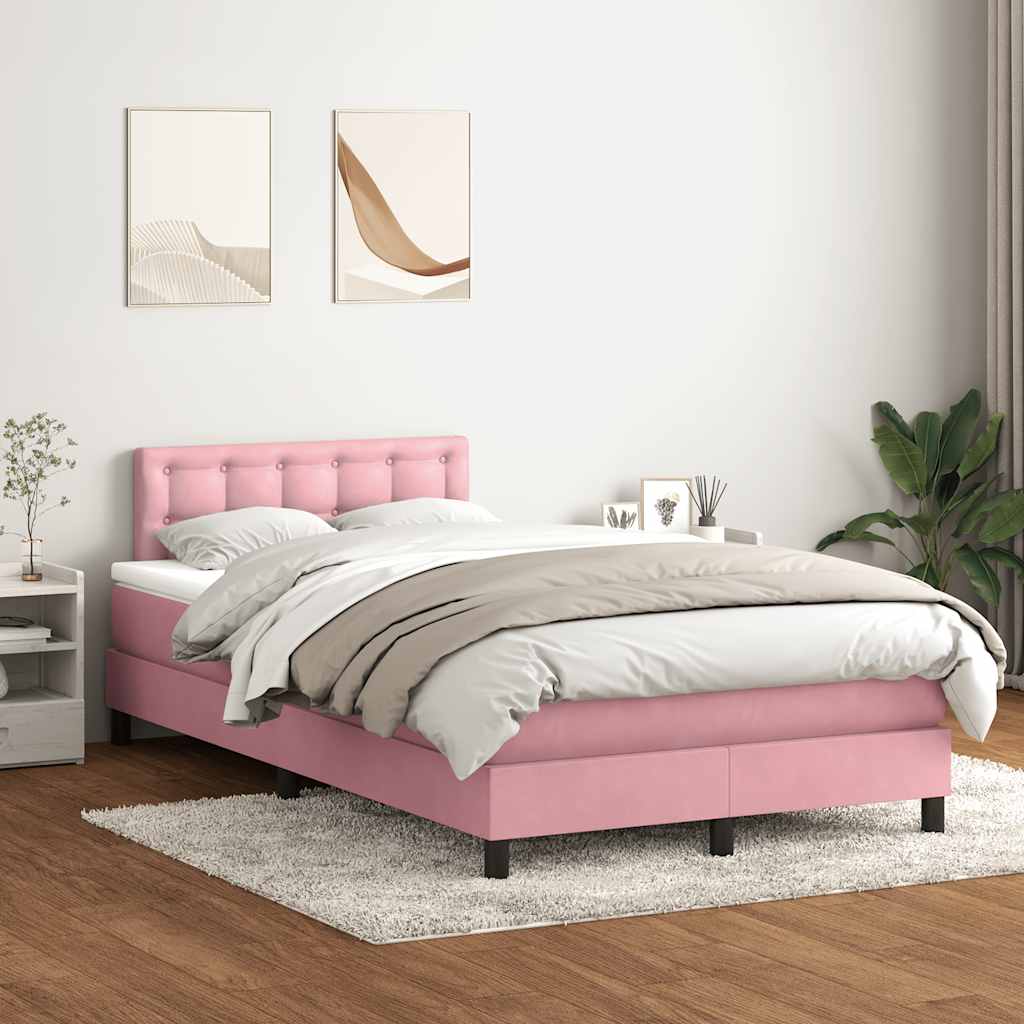 Boxspring met matras fluweel roze 120x220 cm