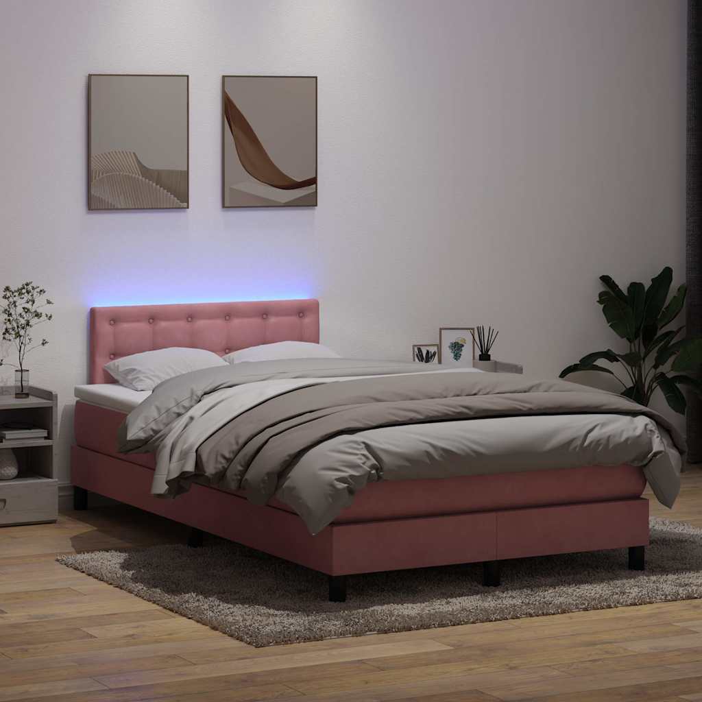 Boxspring met matras fluweel roze 120x220 cm