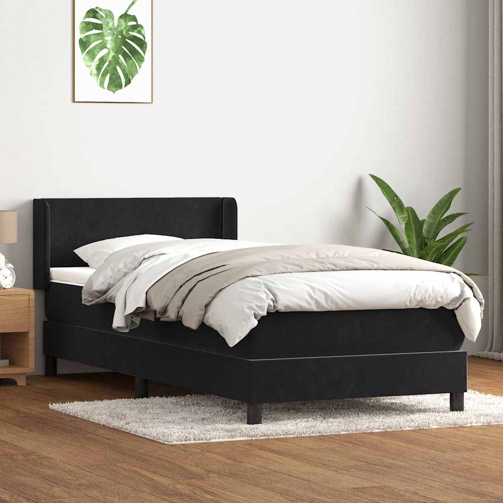 Boxspring met matras fluweel zwart 90x220 cm