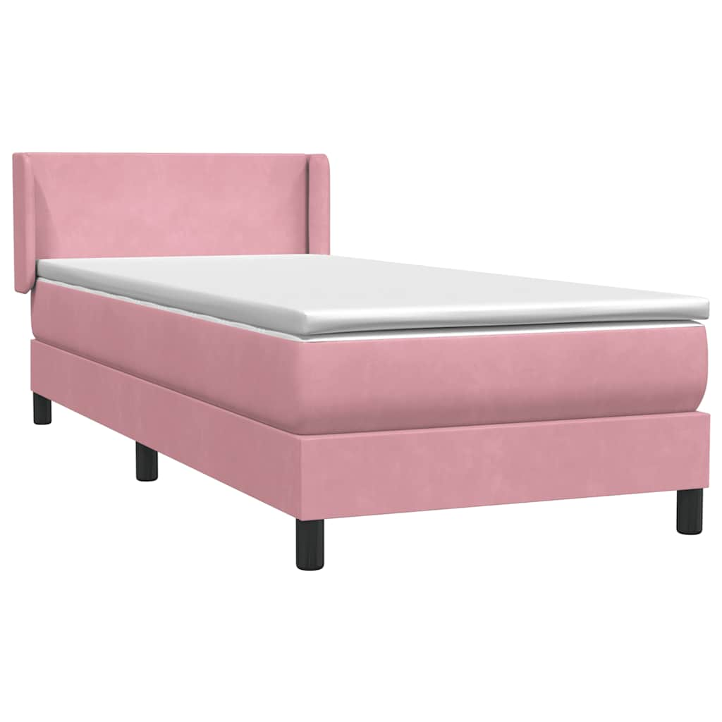 Boxspring met matras fluweel roze 90x220 cm