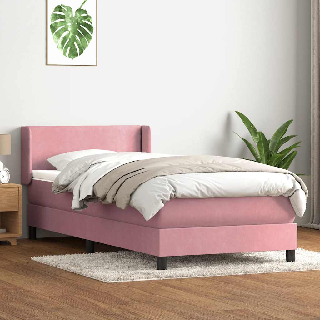 Boxspring met matras fluweel roze 90x220 cm