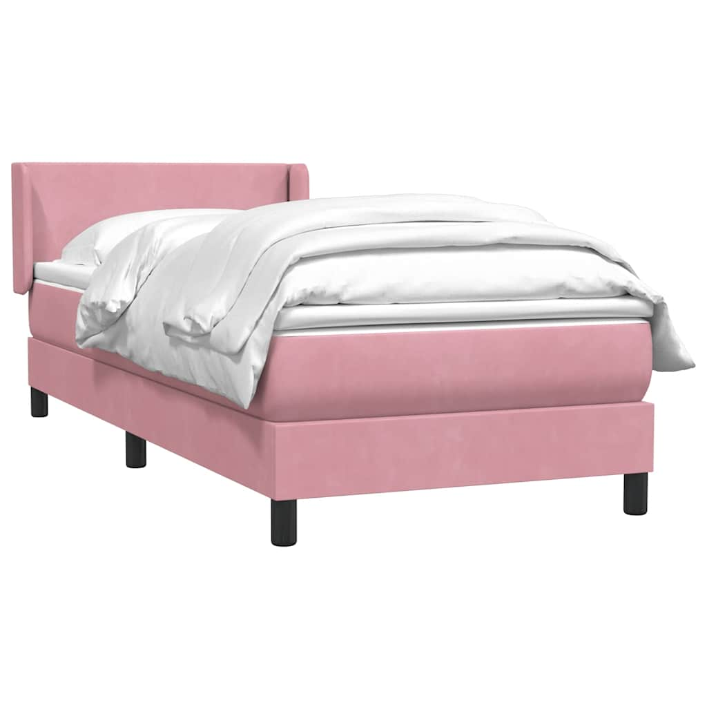 Boxspring met matras fluweel roze 90x220 cm