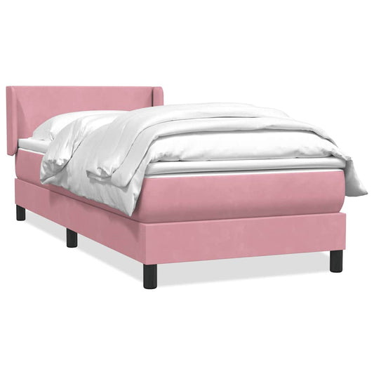 Boxspring met matras fluweel roze 90x220 cm