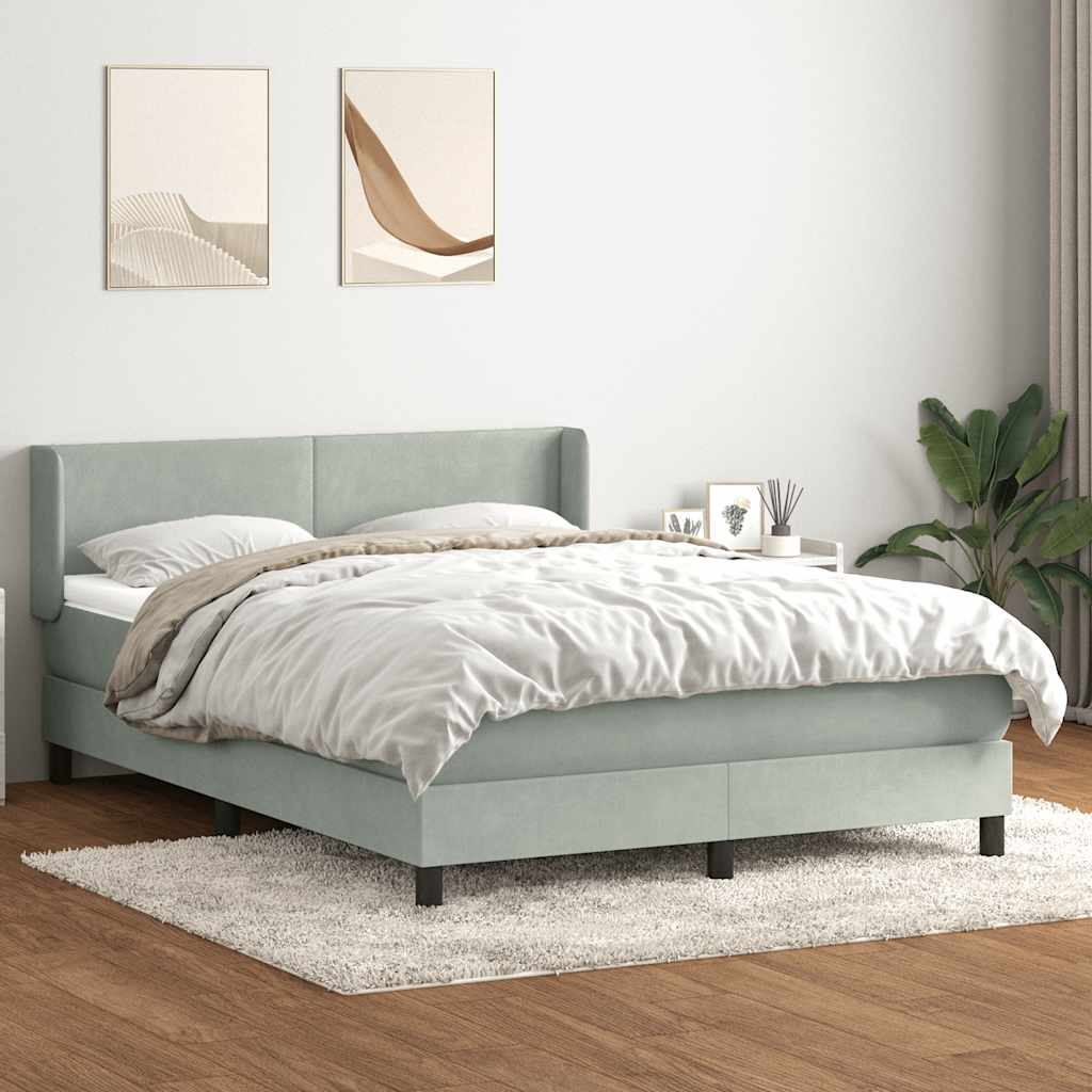 Boxspring met matras fluweel lichtgrijs 140x220 cm