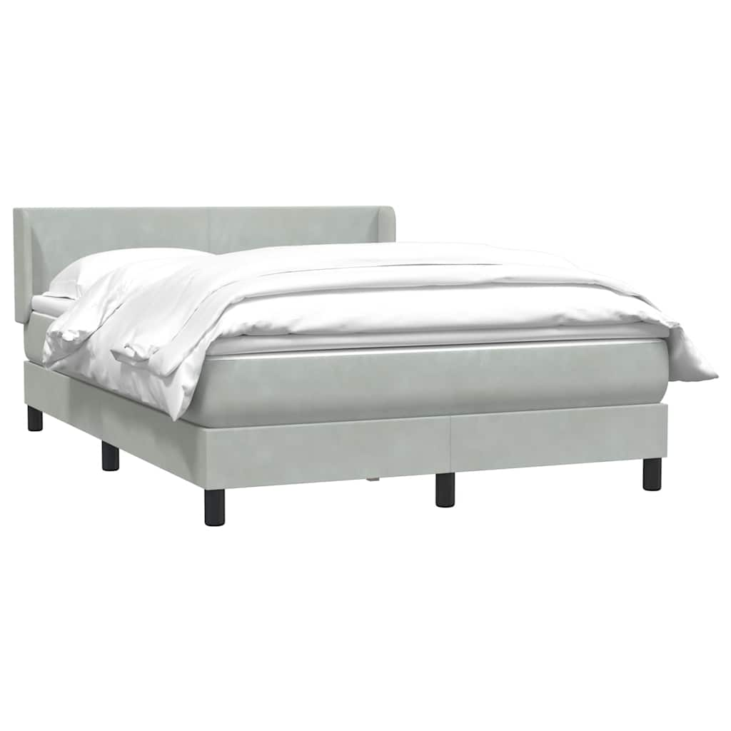 Boxspring met matras fluweel lichtgrijs 140x220 cm