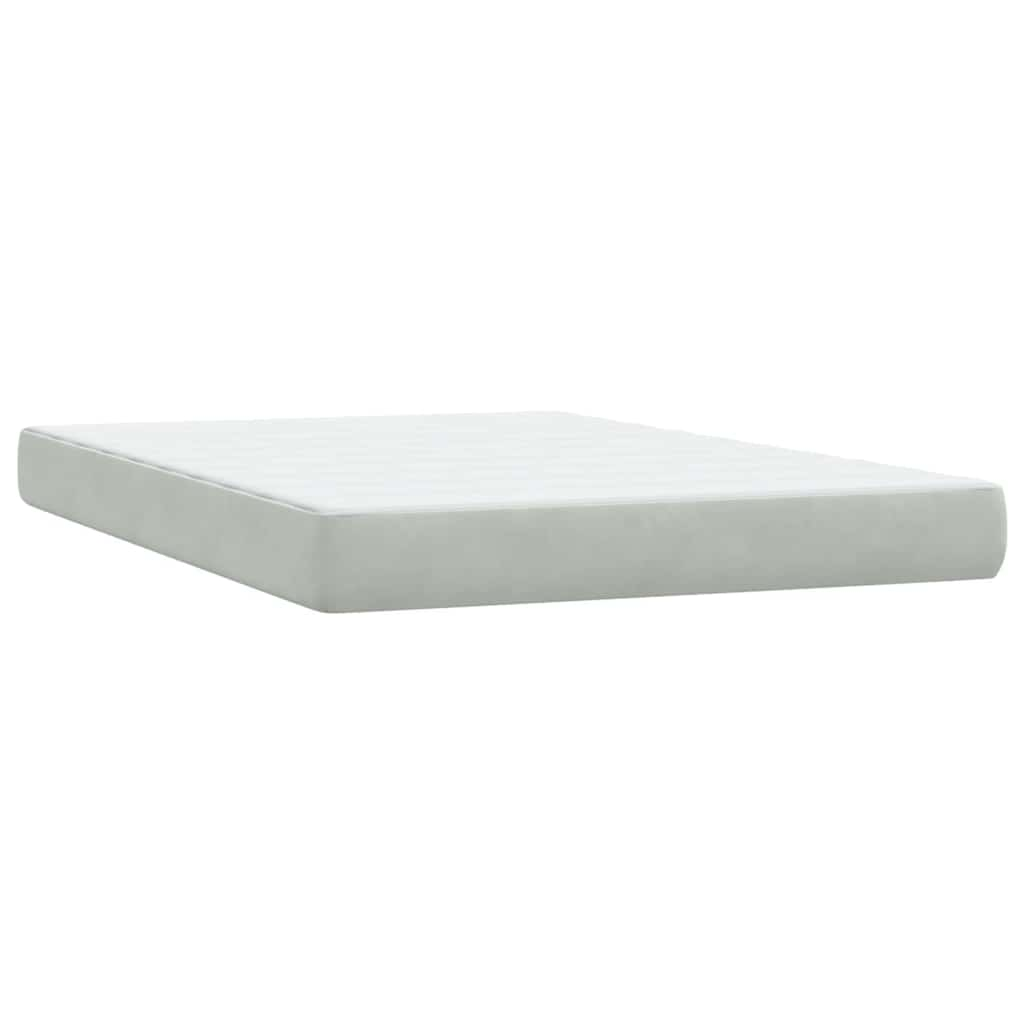 Boxspring met matras fluweel lichtgrijs 140x220 cm