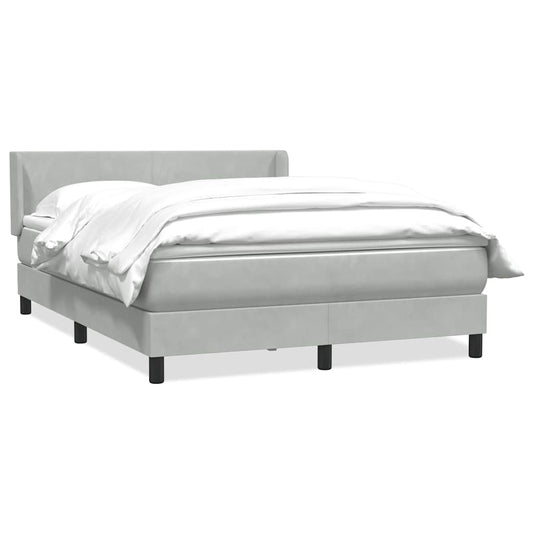 Boxspring met matras fluweel lichtgrijs 140x220 cm