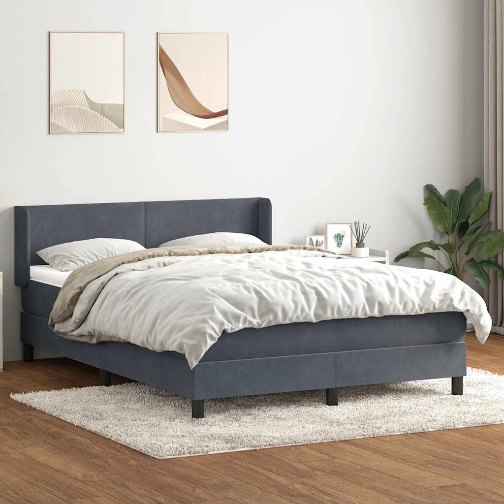 Boxspring met matras fluweel donkergrijs 140x220 cm