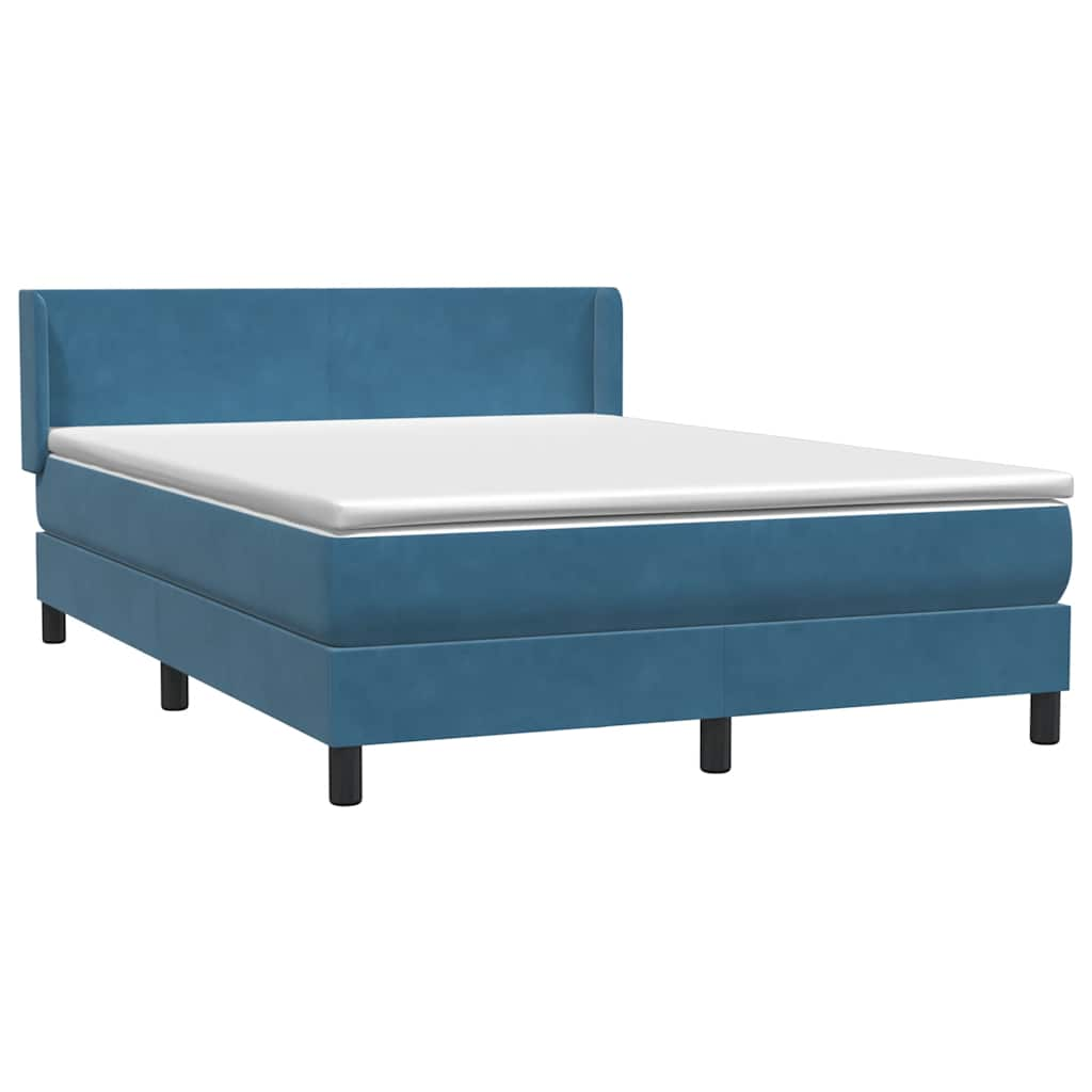 Boxspring met matras fluweel donkerblauw 140x220 cm