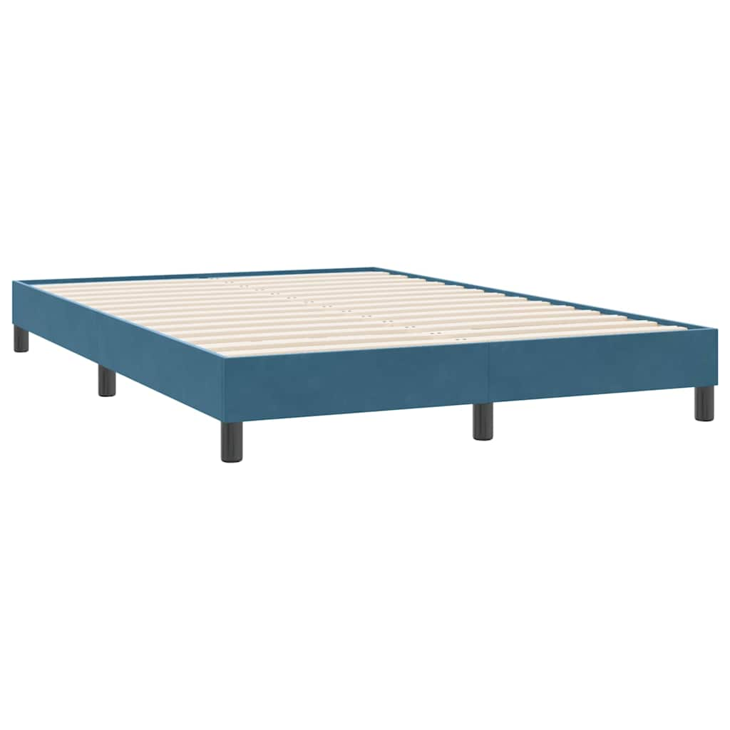 Boxspring met matras fluweel donkerblauw 140x220 cm