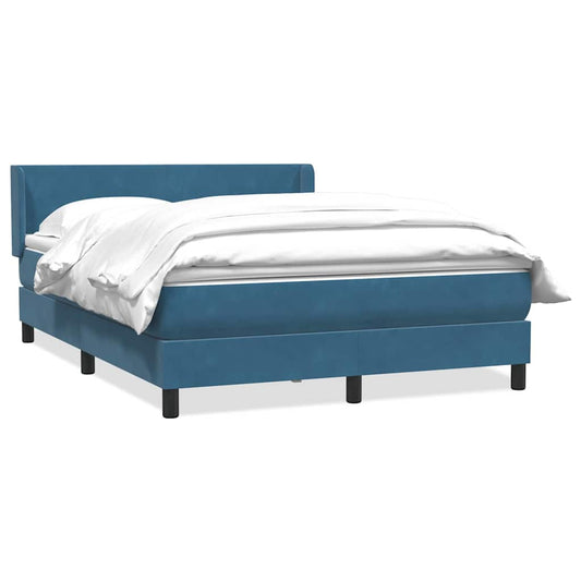 Boxspring met matras fluweel donkerblauw 140x220 cm