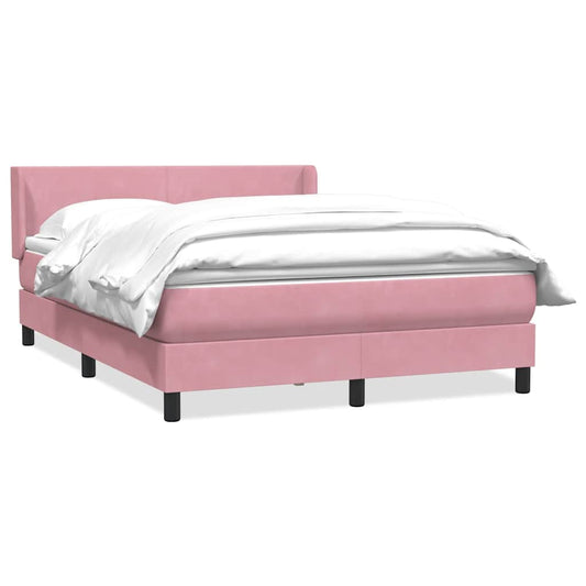 Boxspring met matras fluweel roze 140x220 cm