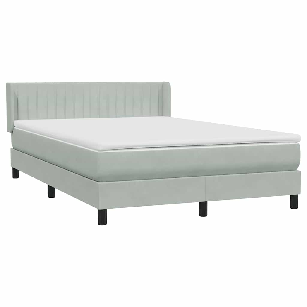 Boxspring met matras fluweel lichtgrijs 140x220 cm