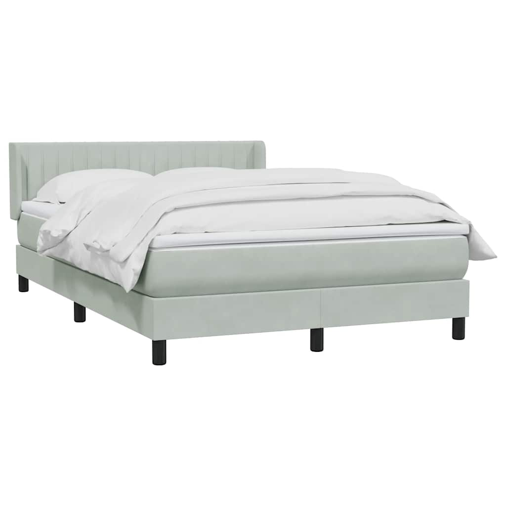 Boxspring met matras fluweel lichtgrijs 140x220 cm