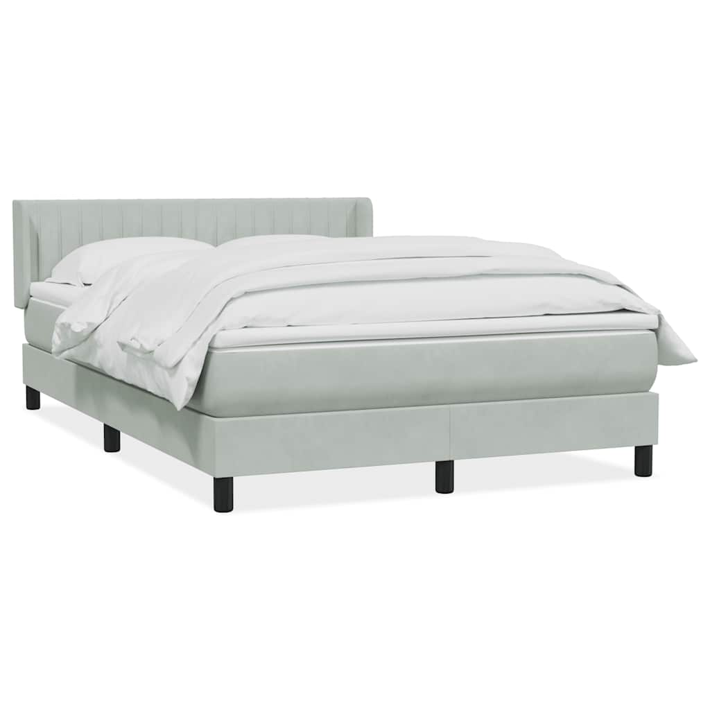 Boxspring met matras fluweel lichtgrijs 140x220 cm